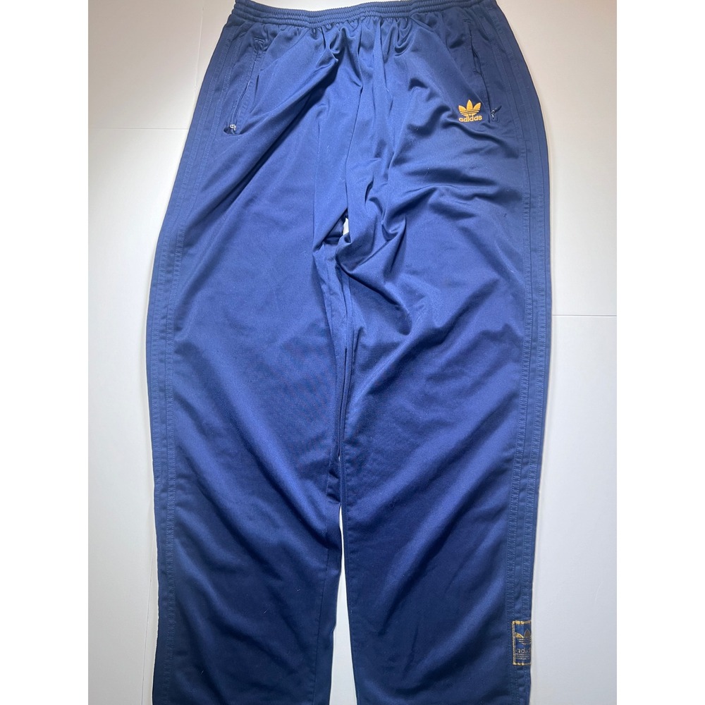 Vintage Adidas Originals Adibreak Tearaway Snap Button Track Pant Navy Blue/Gold